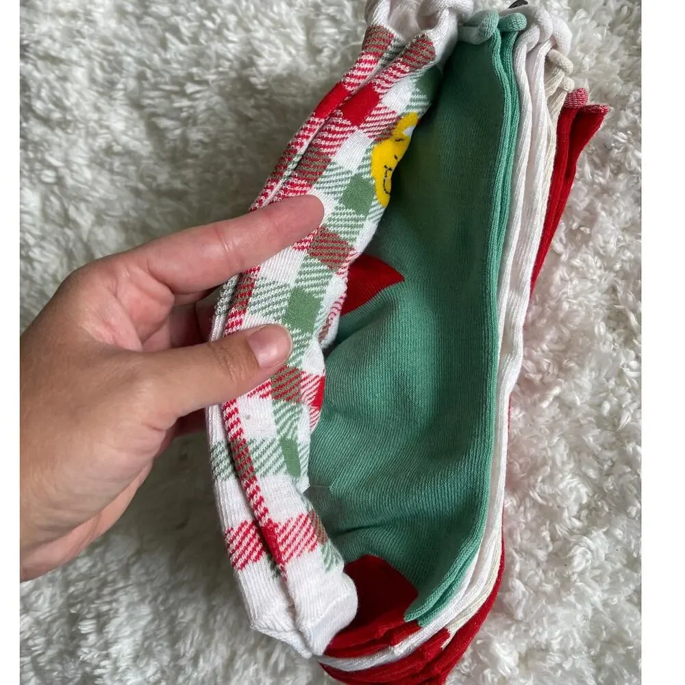 Disney Winnie The Pooh Christmas Holiday Plaid Colorful Socks 5 Pairs NEW